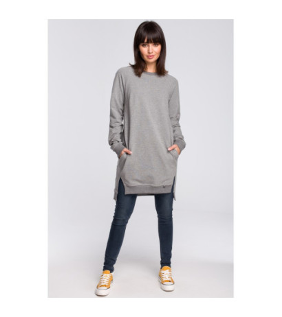 B101 Blouse - tunic with side slits - gray