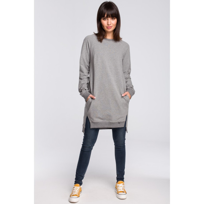 B101 Blouse - tunic with side slits - gray