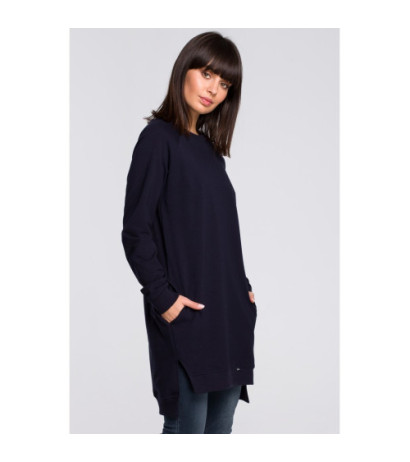 B101 Blouse - tunic with side slits - navy blue