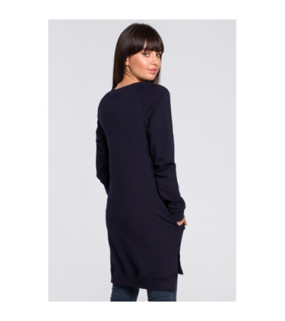 B101 Blouse - tunic with side slits - navy blue