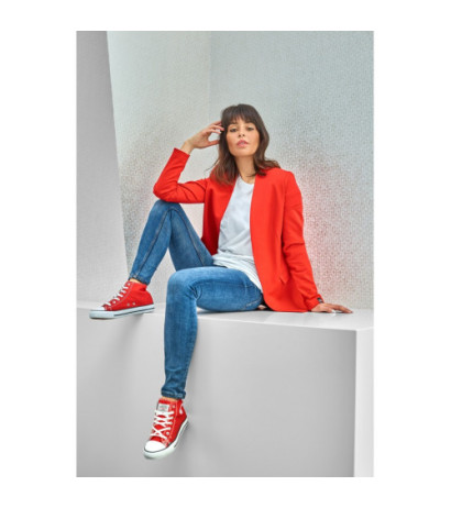 B102 Unbuttoned knitted jacket - red