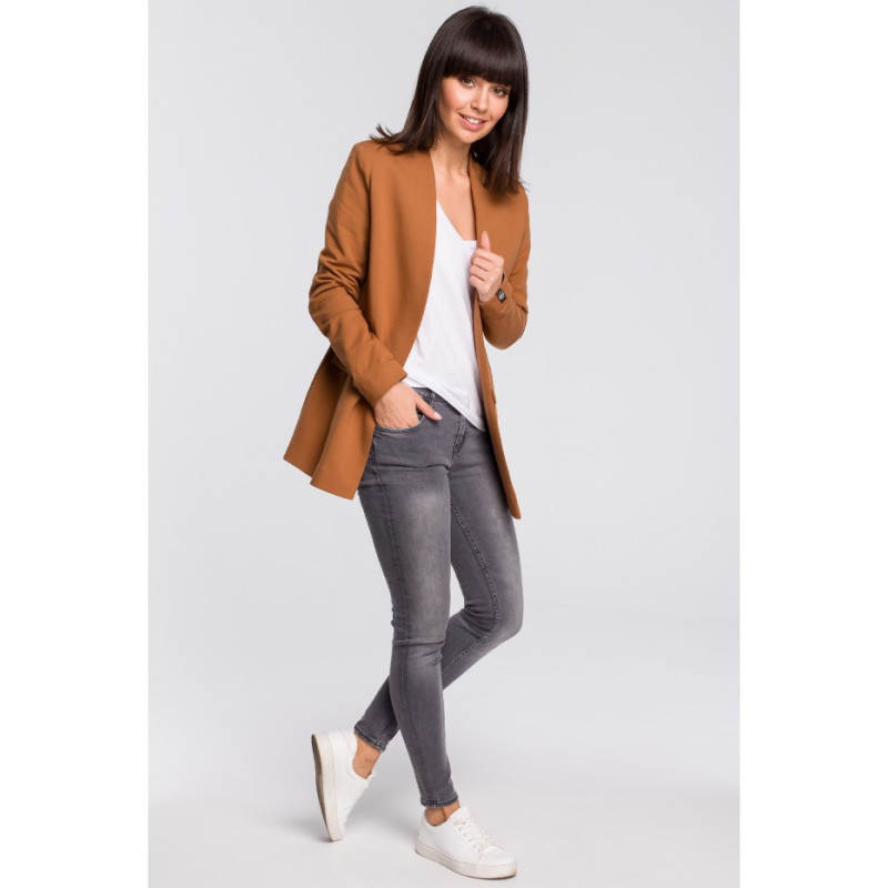 B102 Unbuttoned knitted jacket - caramel