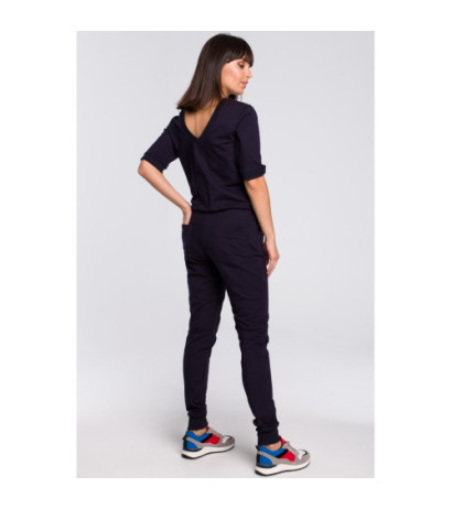 B104 Jumpsuit with back neckline - navy blue