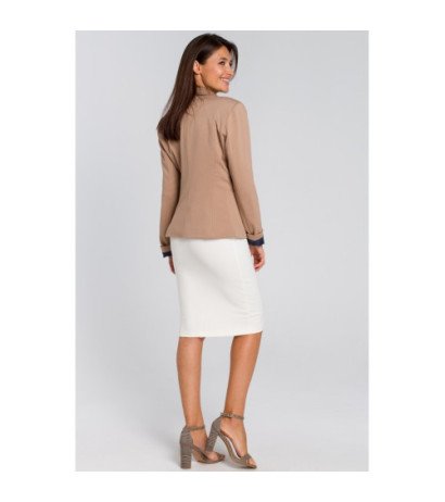 S154 Short stylish button-up jacket - beige