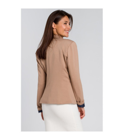 S154 Short stylish button-up jacket - beige