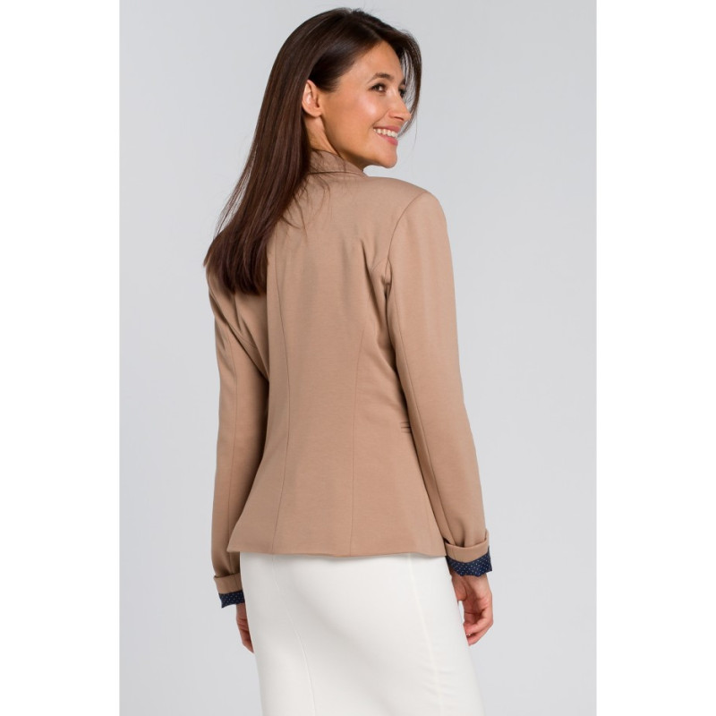 S154 Short stylish button-up jacket - beige