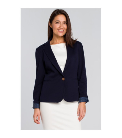 S154 Short stylish button-up jacket - navy blue