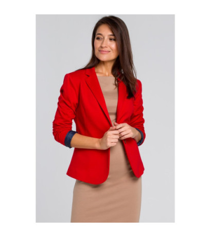 S154 Short stylish button-up jacket - red