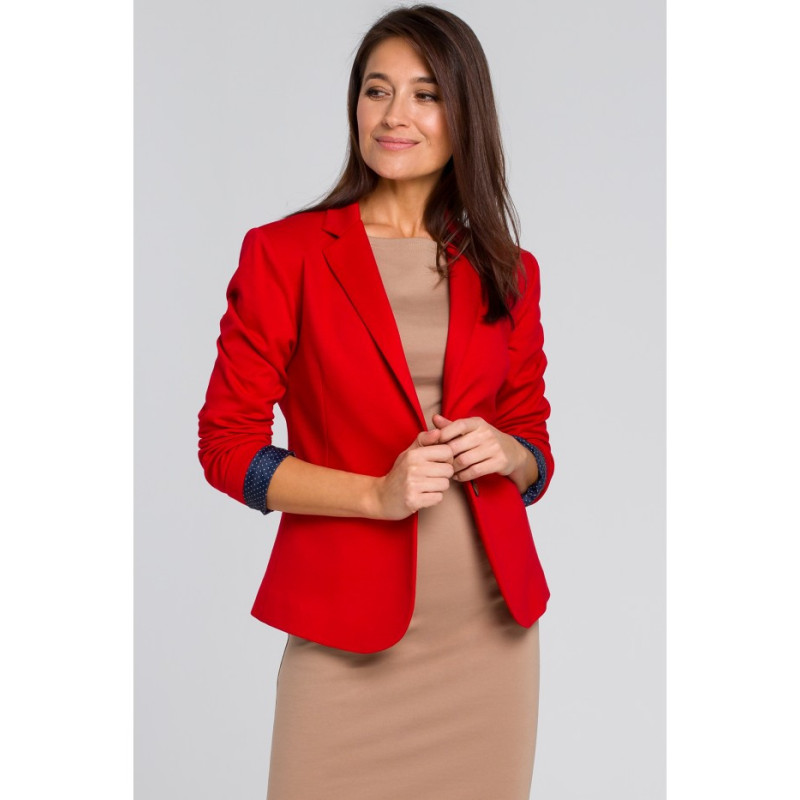 S154 Short stylish button-up jacket - red