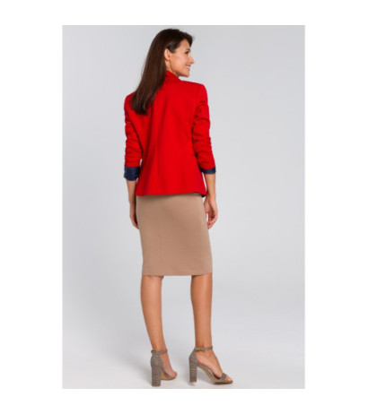 S154 Short stylish button-up jacket - red