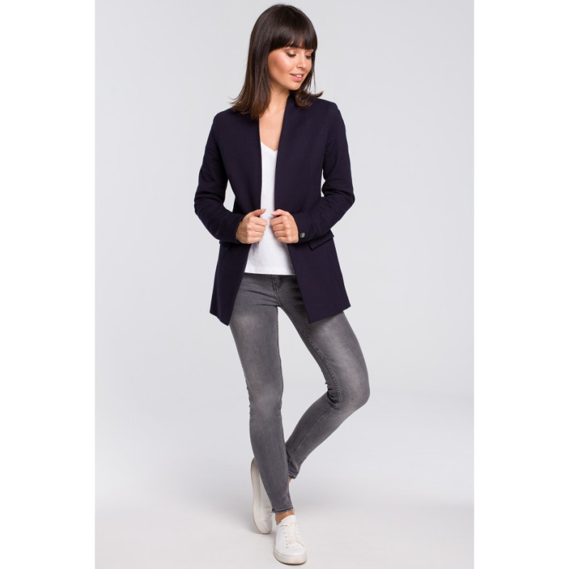 B102 Unbuttoned knitted jacket - navy blue