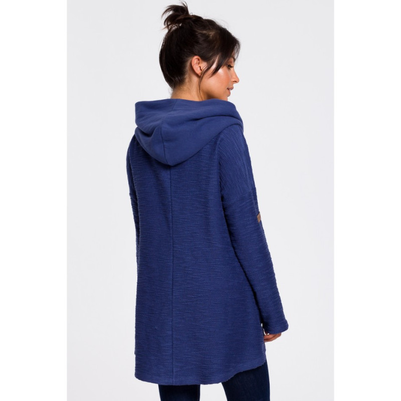 B131 Sweatshirt with wide collar and hood - indigo