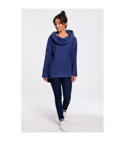 B131 Sweatshirt with wide collar and hood - indigo