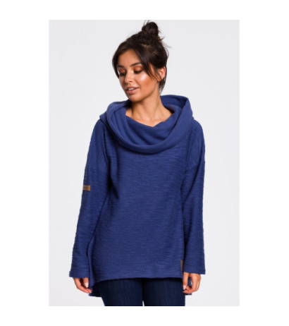 B131 Sweatshirt with wide collar and hood - indigo