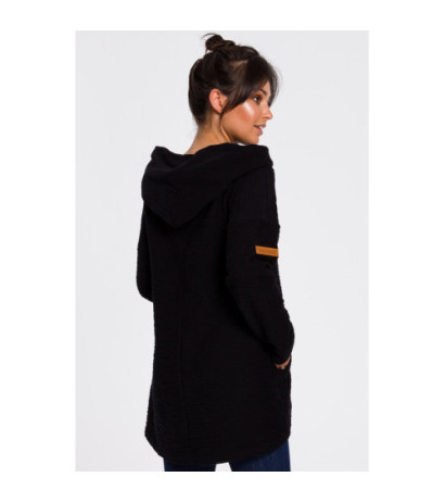 B131 Sweatshirt with wide collar and hood - black