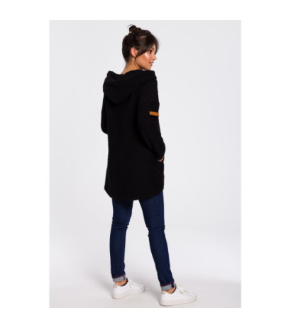 B131 Sweatshirt with wide collar and hood - black