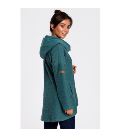 B131 Sweatshirt with wide collar and hood - turquoise