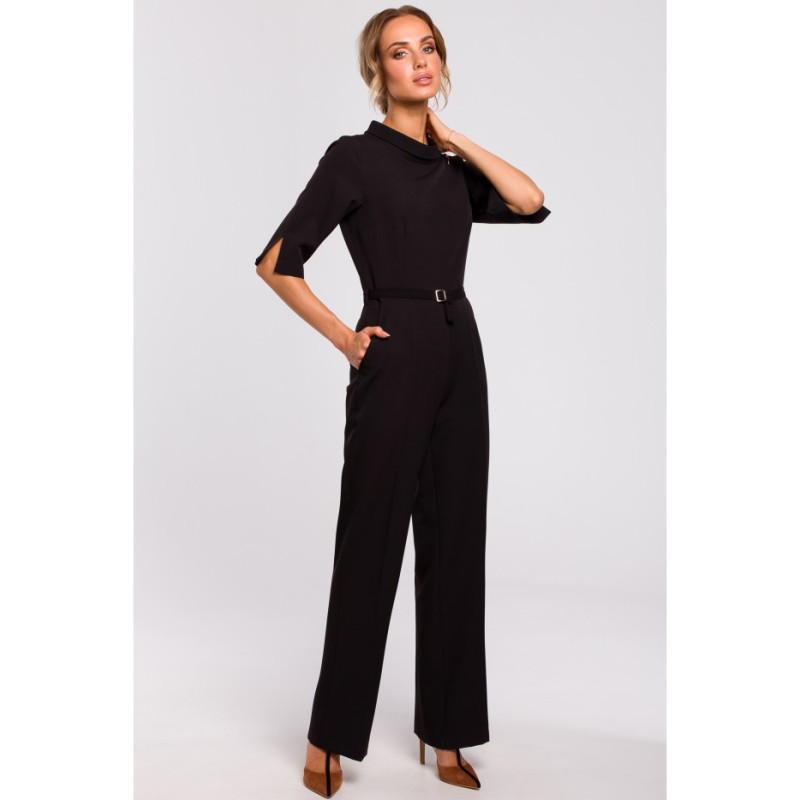 M463 Jumpsuit with stand-up collar - black