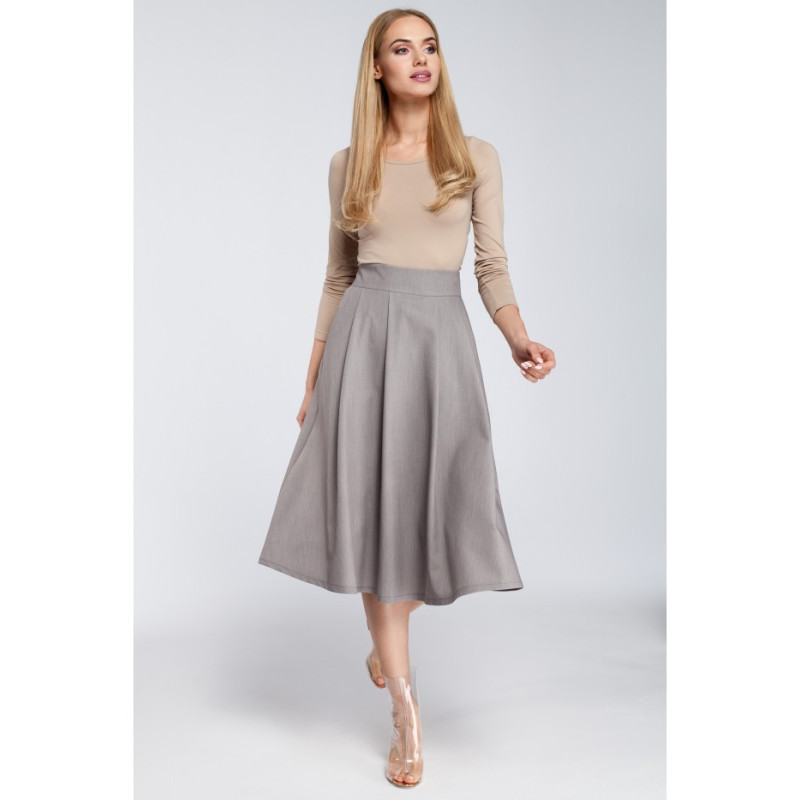 M302 Midi skirt with pleats and pockets - gray