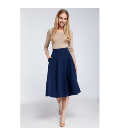 M302 Midi skirt with pleats and pockets - navy blue