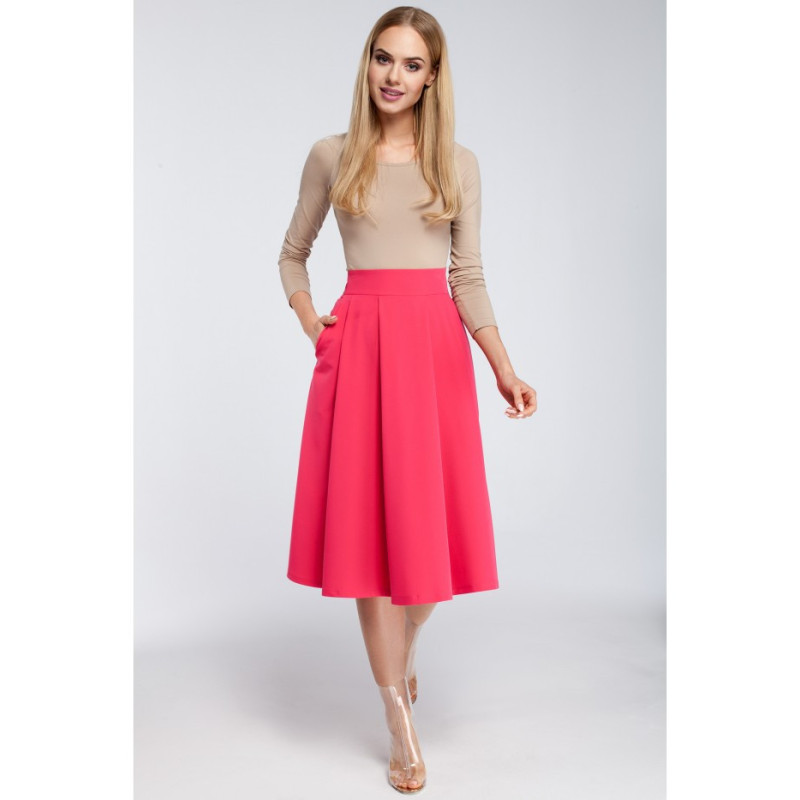 M302 Midi skirt with pleats and pockets - pink