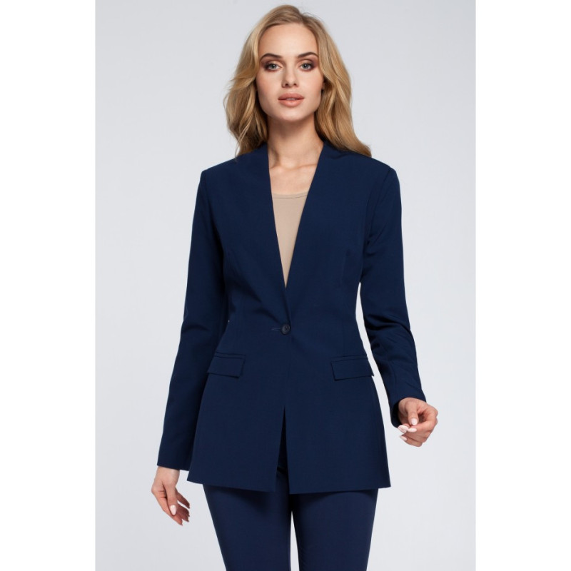 M304 Stylish elegant button-up jacket - navy blue