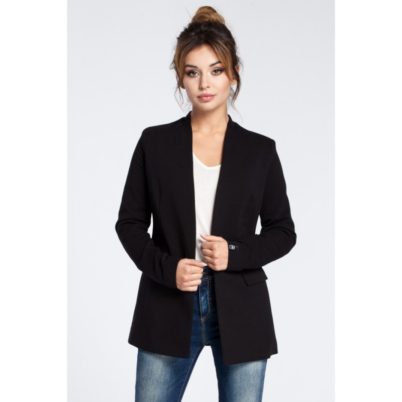 B030 Knitted unbuttoned jacket - black