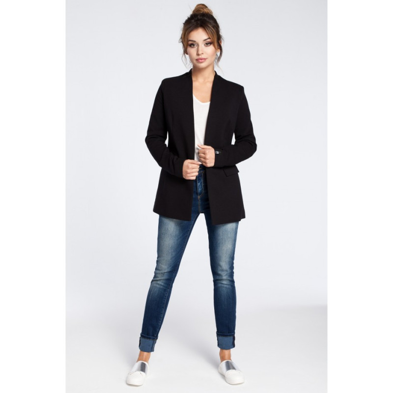 B030 Knitted unbuttoned jacket - black