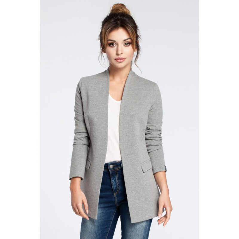 B030 Knitted unbuttoned jacket - gray