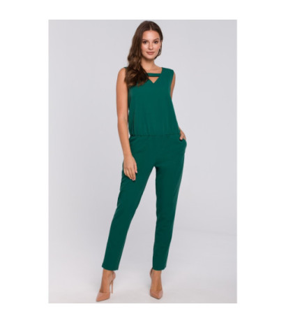 K009 V-neck jumpsuit - green