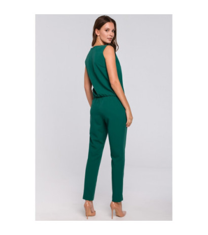 K009 V-neck jumpsuit - green