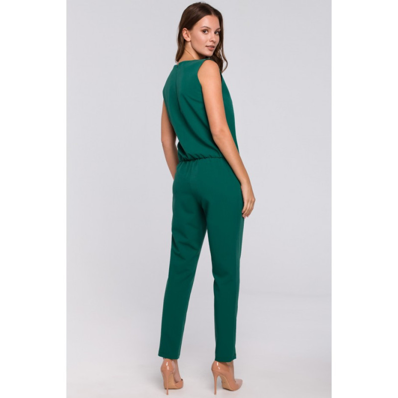 K009 V-neck jumpsuit - green