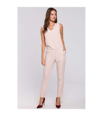 K009 V-neck jumpsuit - beige