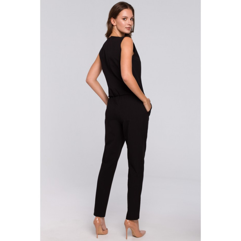 K009 V-neck jumpsuit - black