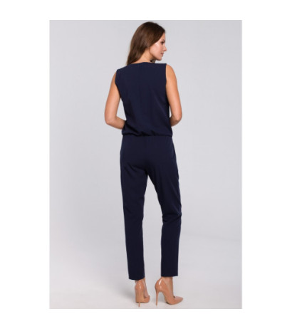 K009 V-neck jumpsuit - navy blue