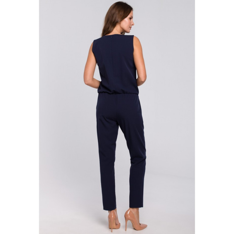 K009 V-neck jumpsuit - navy blue