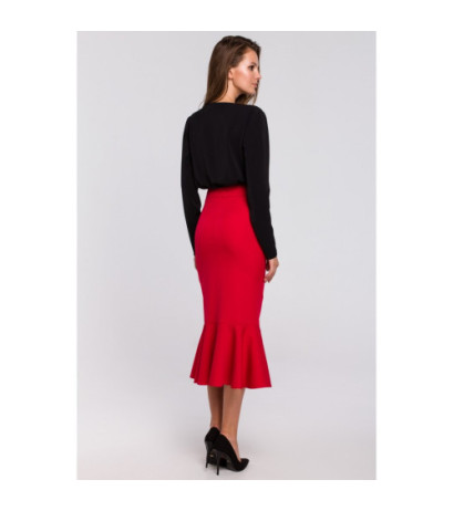 K025 Skirt with frill at the bottom - red