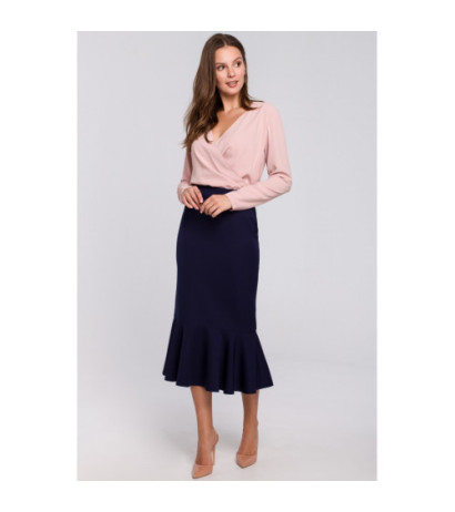 K025 Skirt with frill at bottom - ink blue