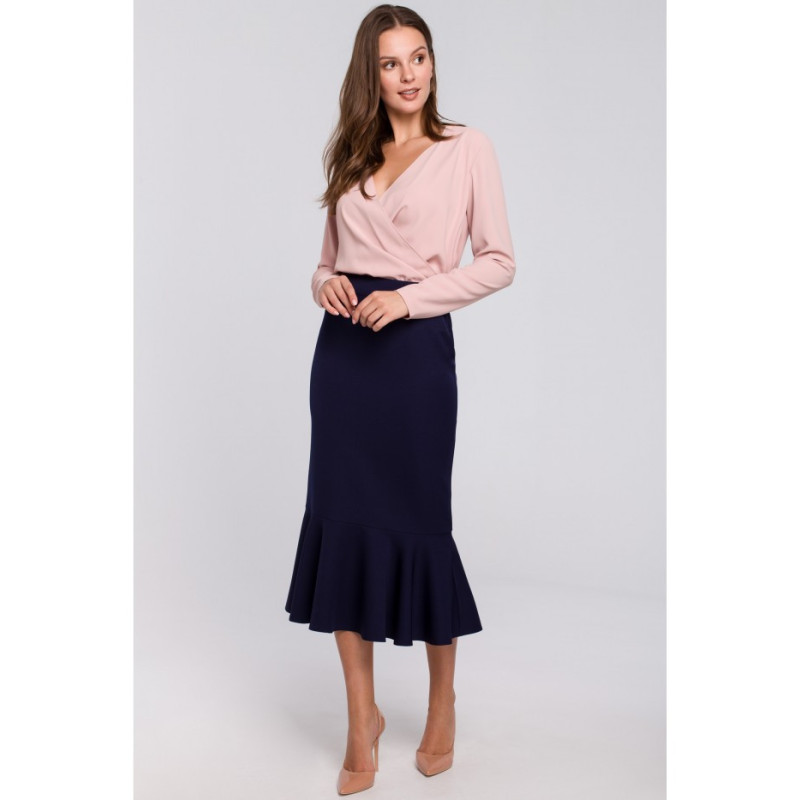 K025 Skirt with frill at bottom - ink blue