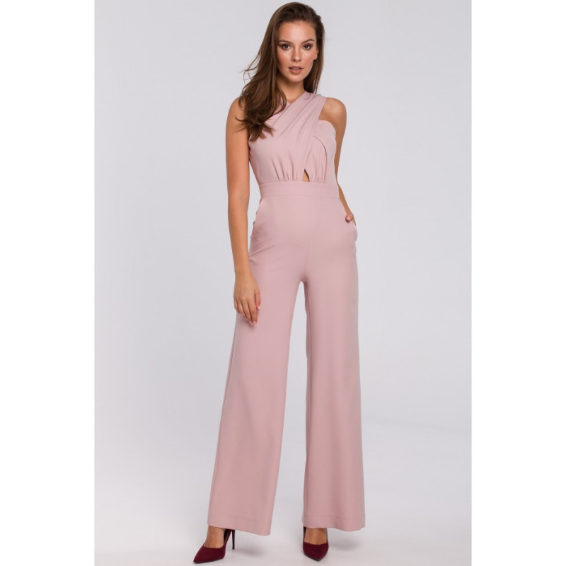 K029 Crossed top jumpsuit - dirty pink