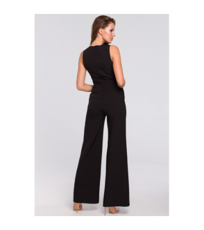 K029 Jumpsuit with crossed top - black