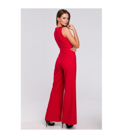 K029 Jumpsuit with crossed top - red