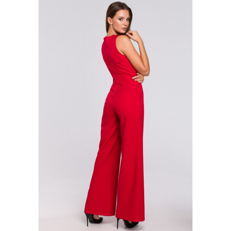 K029 Jumpsuit with crossed top - red