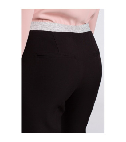 K035 Cropped pants with elastic waistband - black