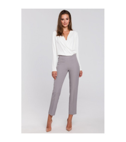 K035 Cropped pants with elastic waistband - gray