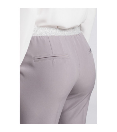 K035 Cropped pants with elastic waistband - gray