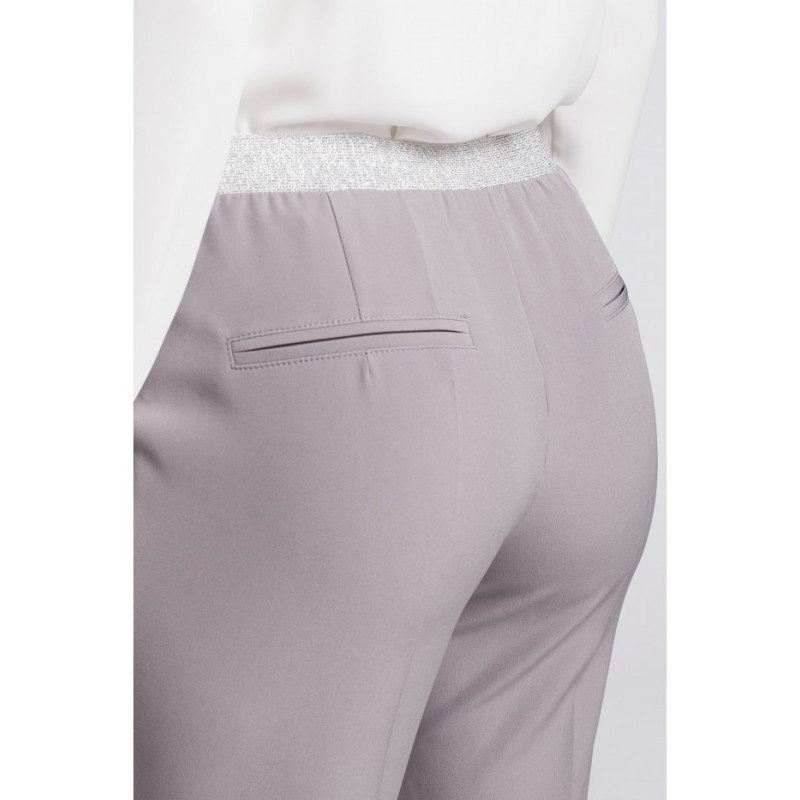 K035 Cropped pants with elastic waistband - gray