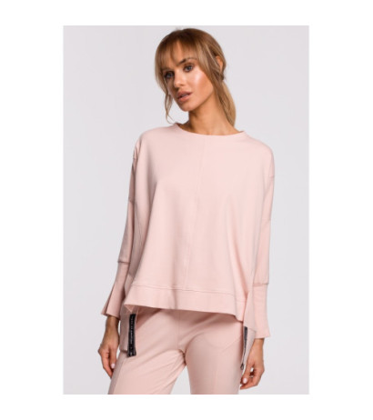 M491 Sweatshirt with slits on sides and leopard stripes - candy pink