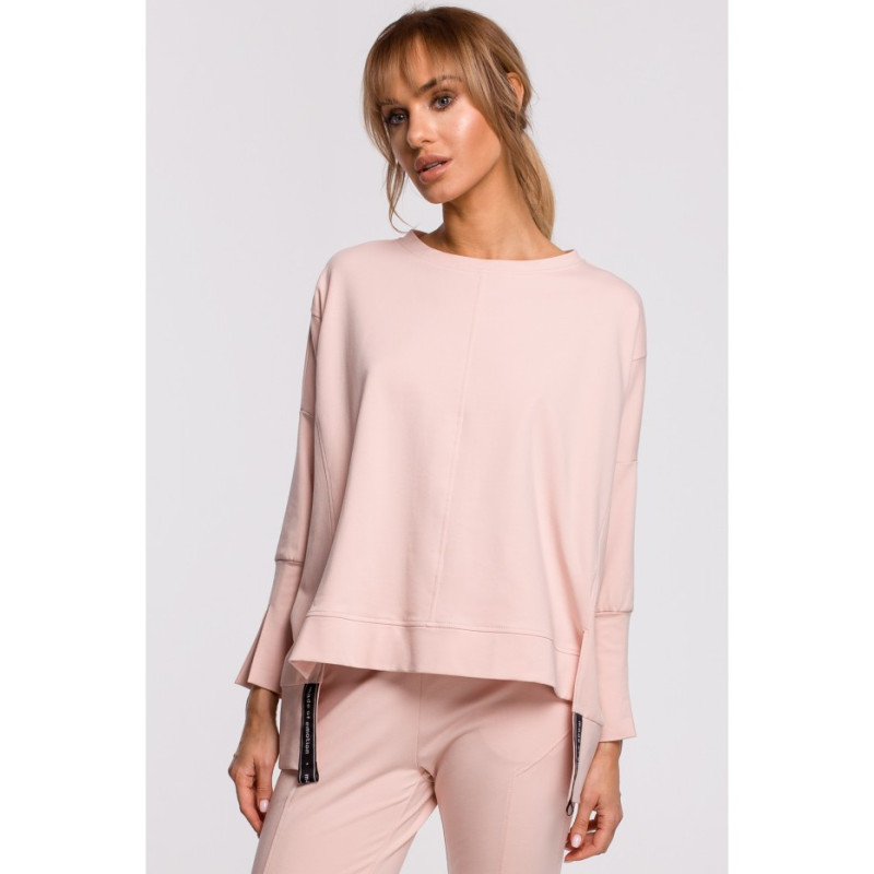 M491 Sweatshirt with slits on sides and leopard stripes - candy pink