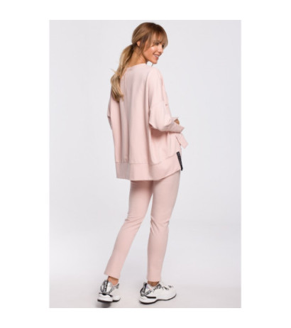 M491 Sweatshirt with slits on sides and leopard stripes - candy pink